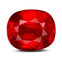 Oval-cut vivid red ruby gemstone with excellent clarity on a transparent background.