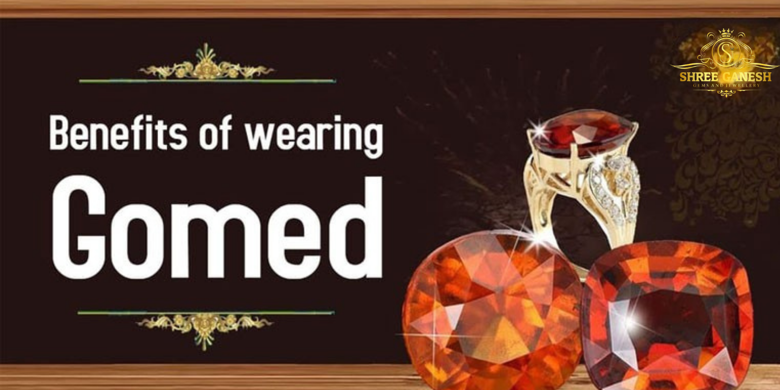 Handcrafted Gomed Stone (Hessonite Garnet) ring from Shree Ganesh Gems and Jewellery – natural gemstone for Rahu benefits, wealth, and protection.