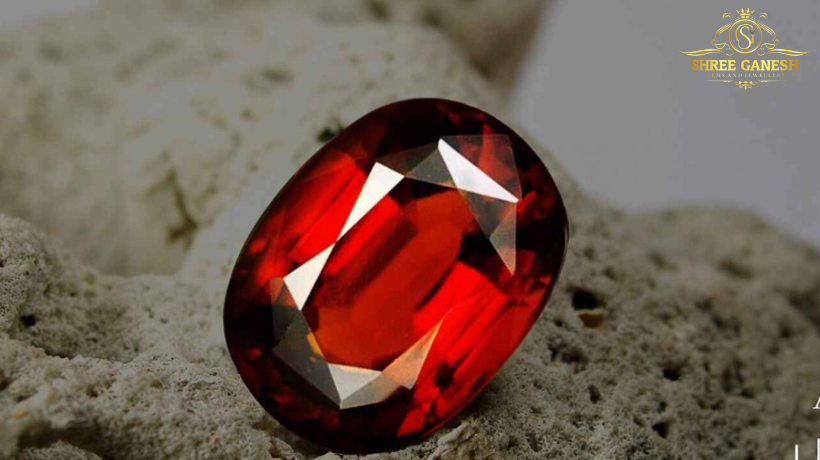 Handcrafted Gomed Stone (Hessonite Garnet) ring from Shree Ganesh Gems and Jewellery – natural gemstone for Rahu benefits, wealth, and protection.