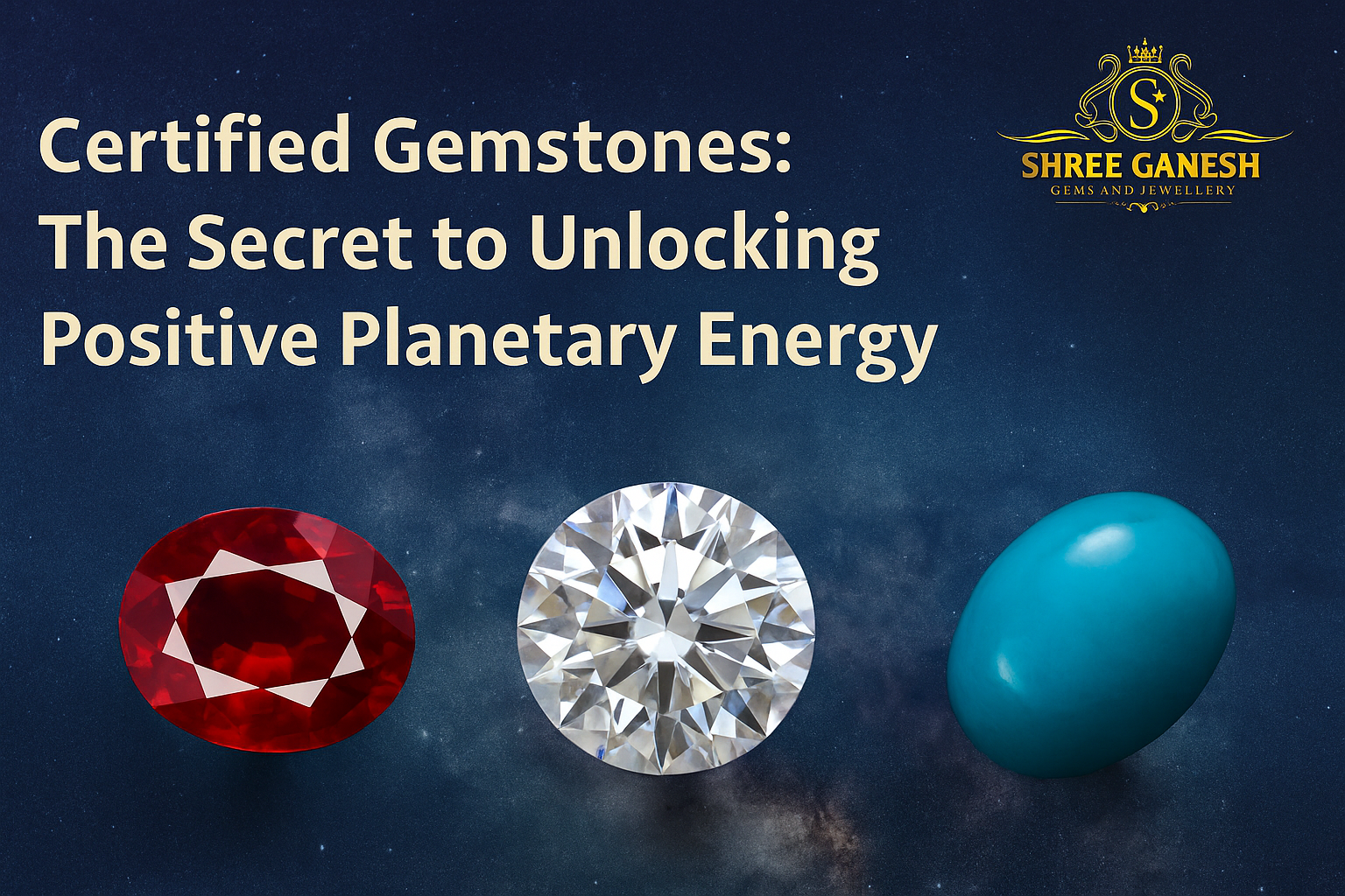 Certified Gemstones card from Shree Ganesh Gems and Jewellery displaying details of a 4.80-carat natural Blue Sapphire (Neelam) verified for authenticity.