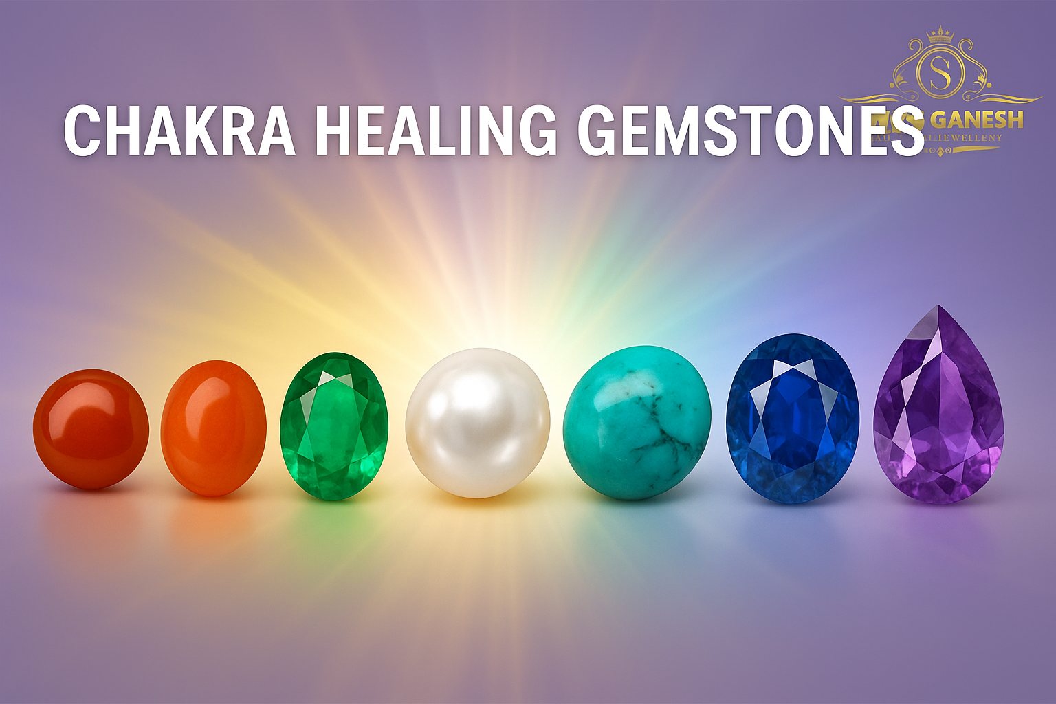 A silver ring with a glowing pearl symbolizing the Crown Chakra, part of Chakra Healing Gemstones by Shree Ganesh Gems and Jewellery, Pune.