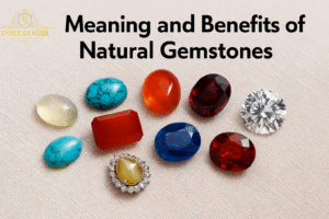 A detailed comparison of real vs fake gemstones by Shree Ganesh Gems and Jewellery, Pune, showing authentic certified natural stones beside synthetic imitations.